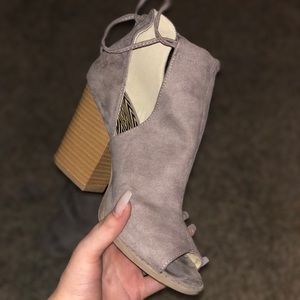 Lace-up taupe booties
